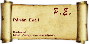Páhán Emil névjegykártya